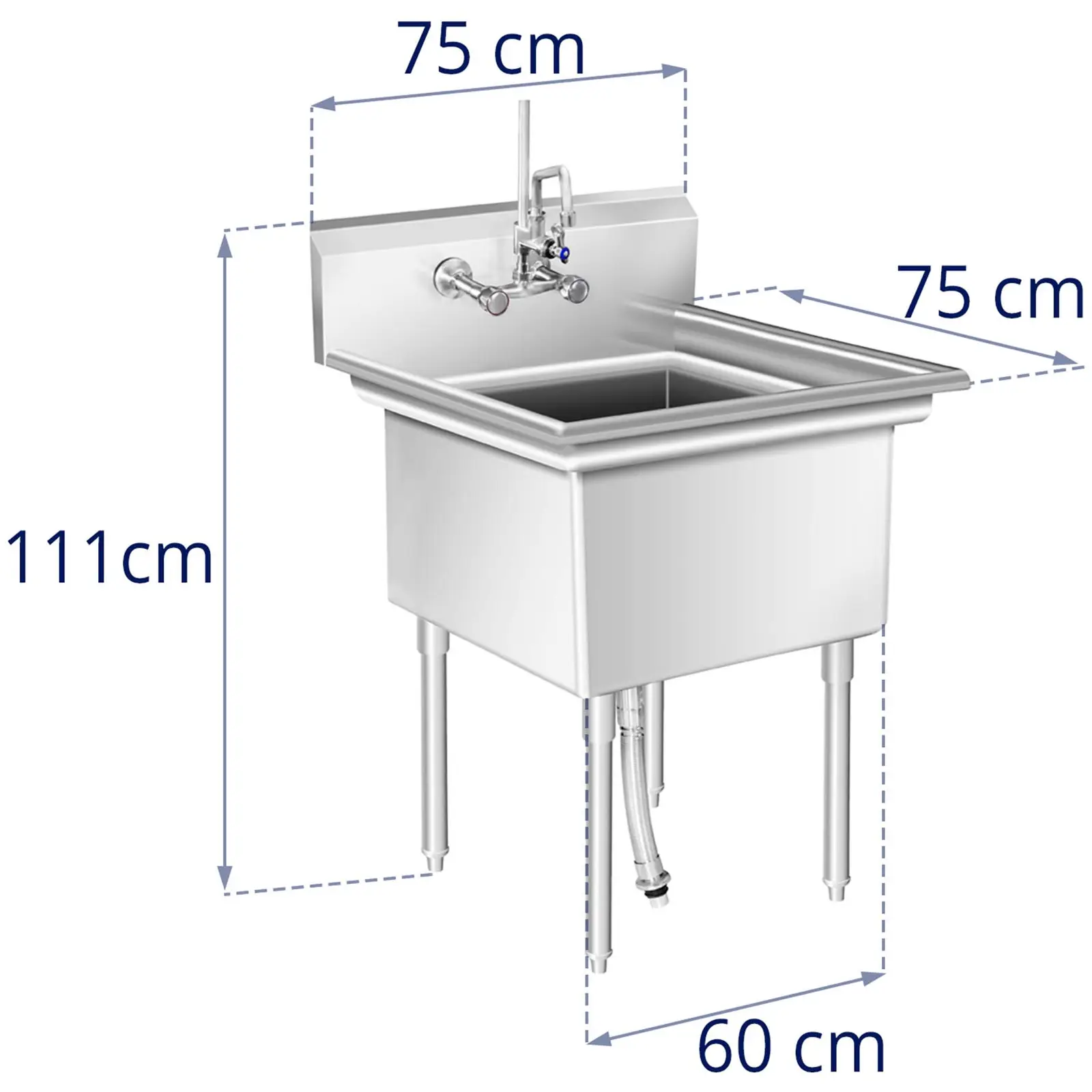 Umývací drezový stôl - 1 umývadlo - 75 x 75 x 111 cm