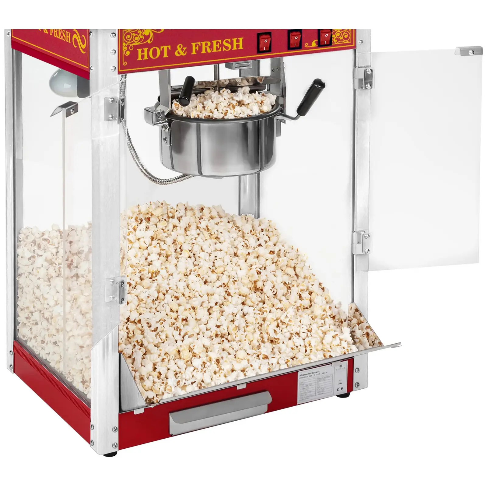 Stroj na popcorn s vozíkom - červený