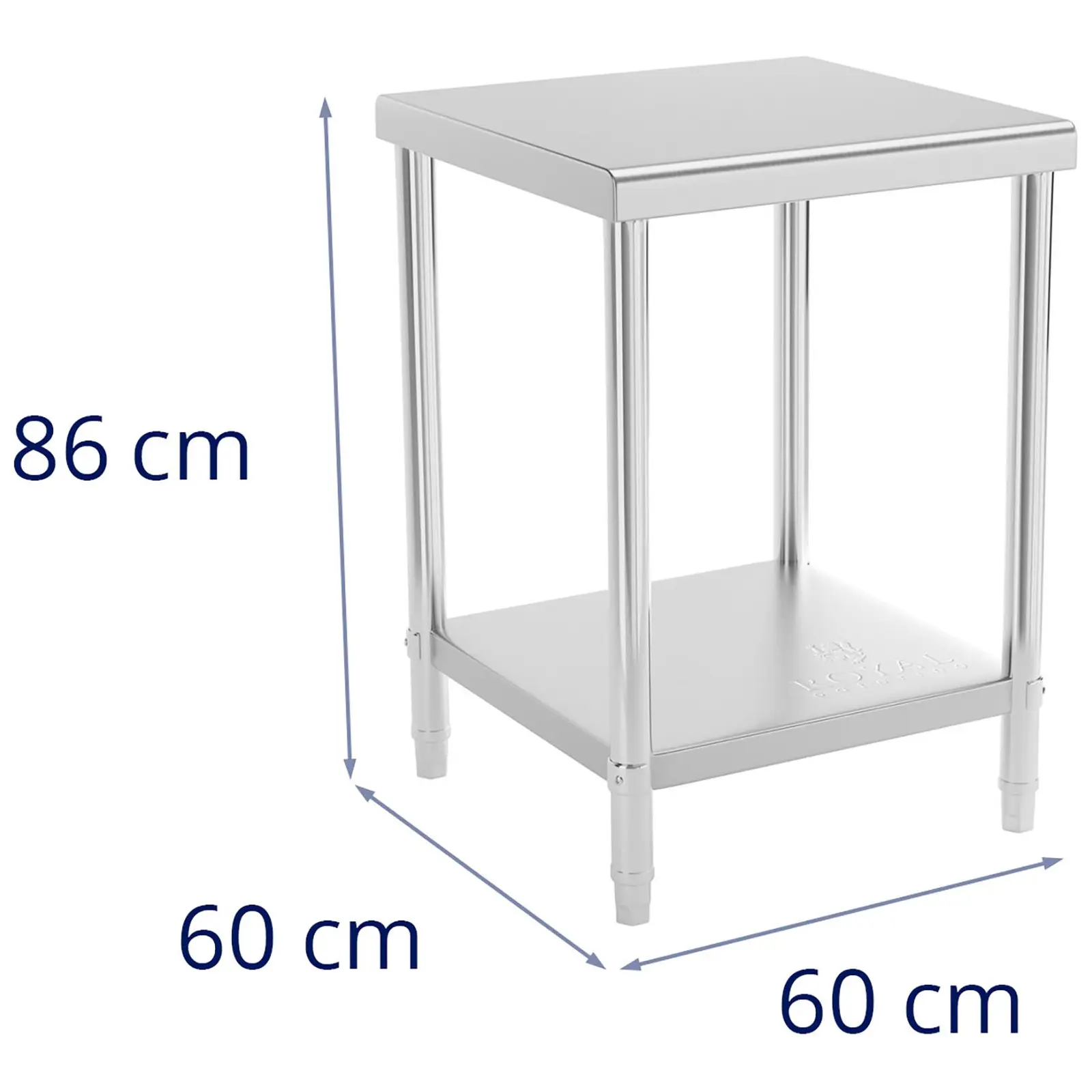 Pracovný stôl z ušľachtilej ocele - 60 x 60 cm - nosnosť 150 kg