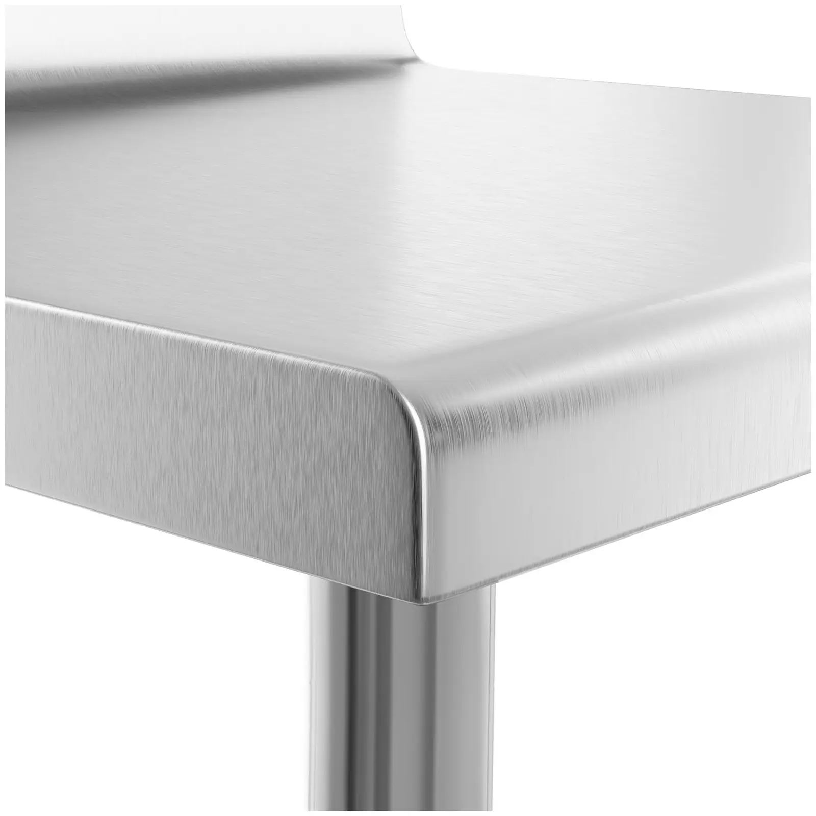 Pracovný stôl z nehrdzavejúcej ocele - 90 x 60 cm - lem - nosnosť 210 kg
