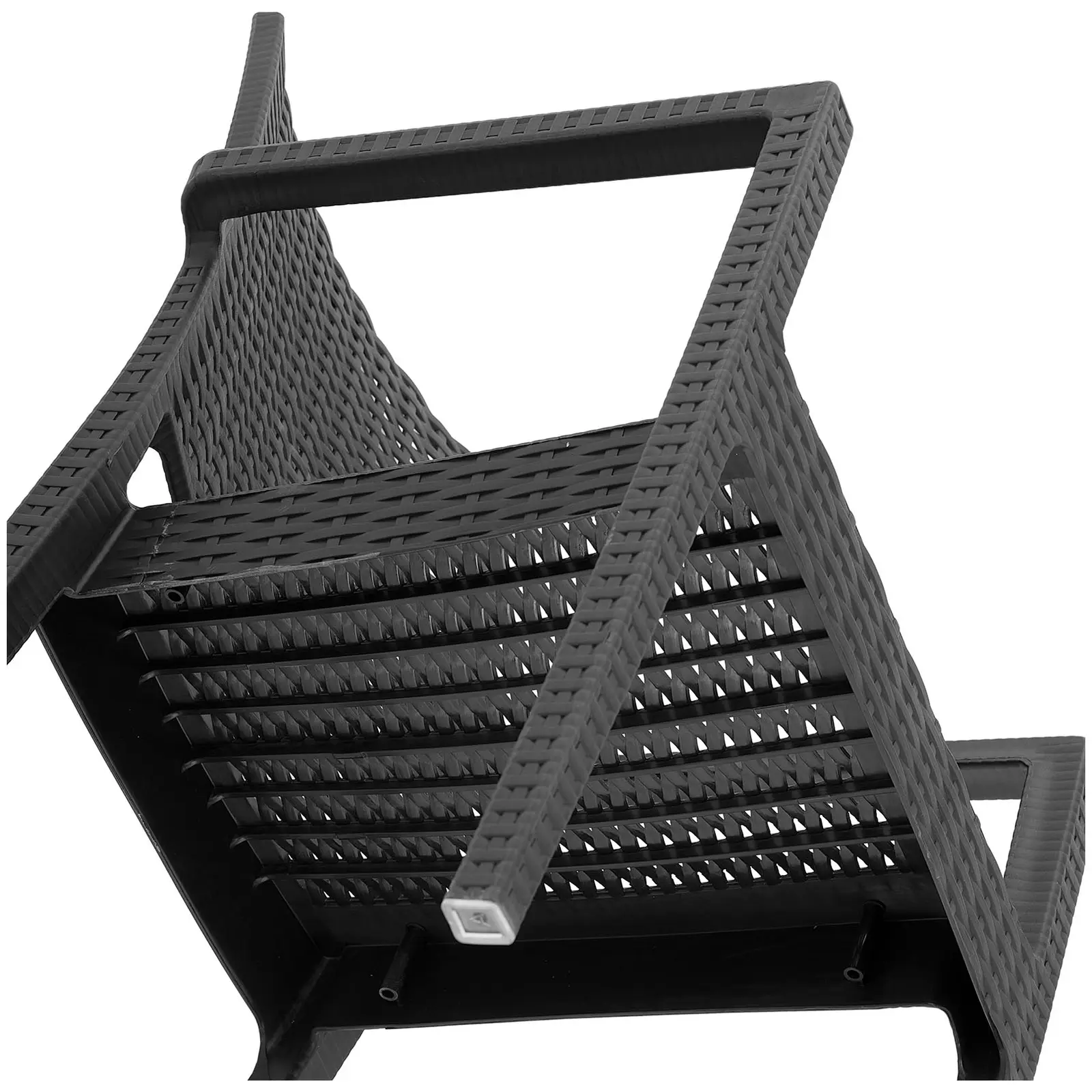 Stolička - súprava 4 ks - do 150 kg - opierka chrbta s košíkovým vzorom - lakťová opierka - čierna