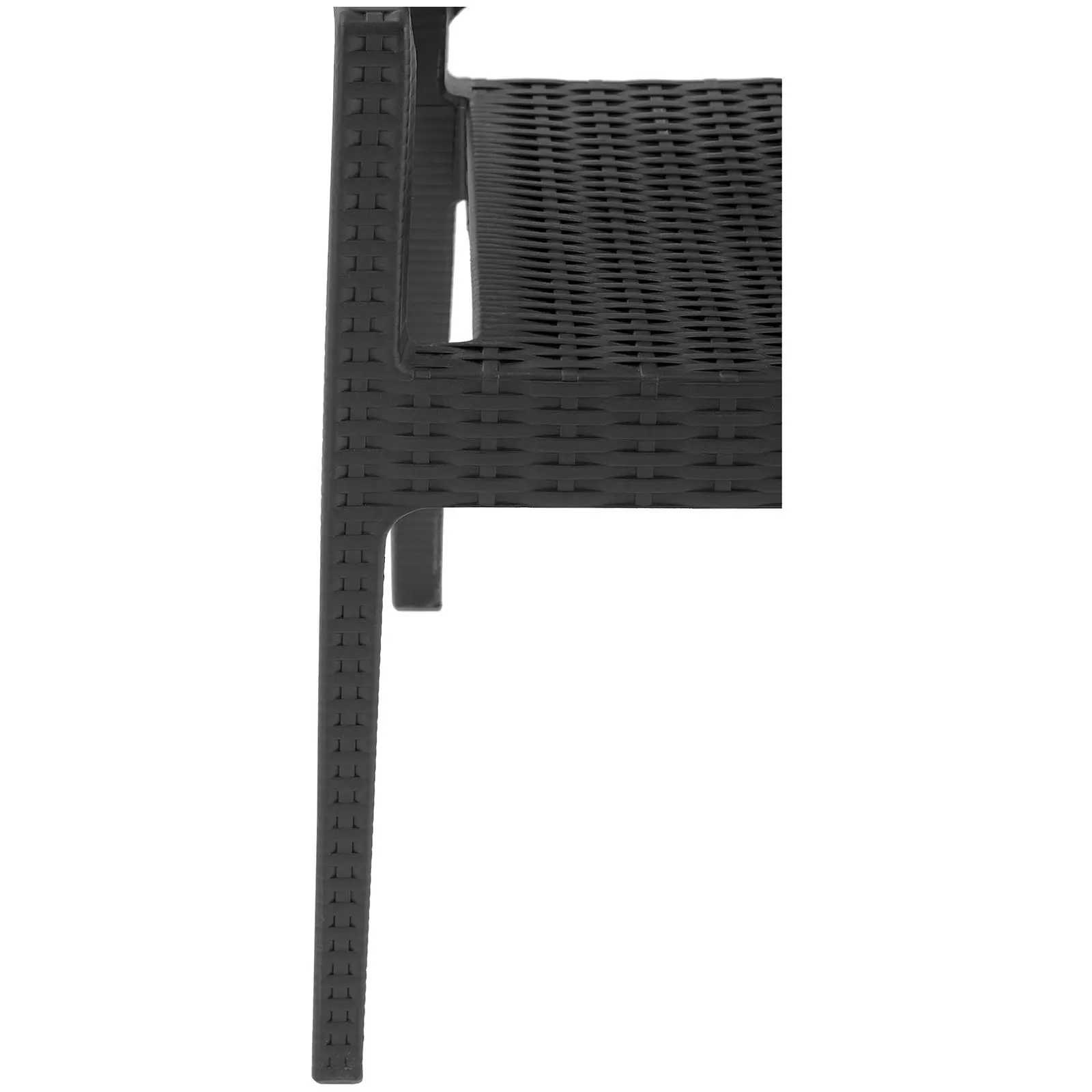 Stolička - súprava 4 ks - do 150 kg - opierka chrbta s košíkovým vzorom - lakťová opierka - čierna