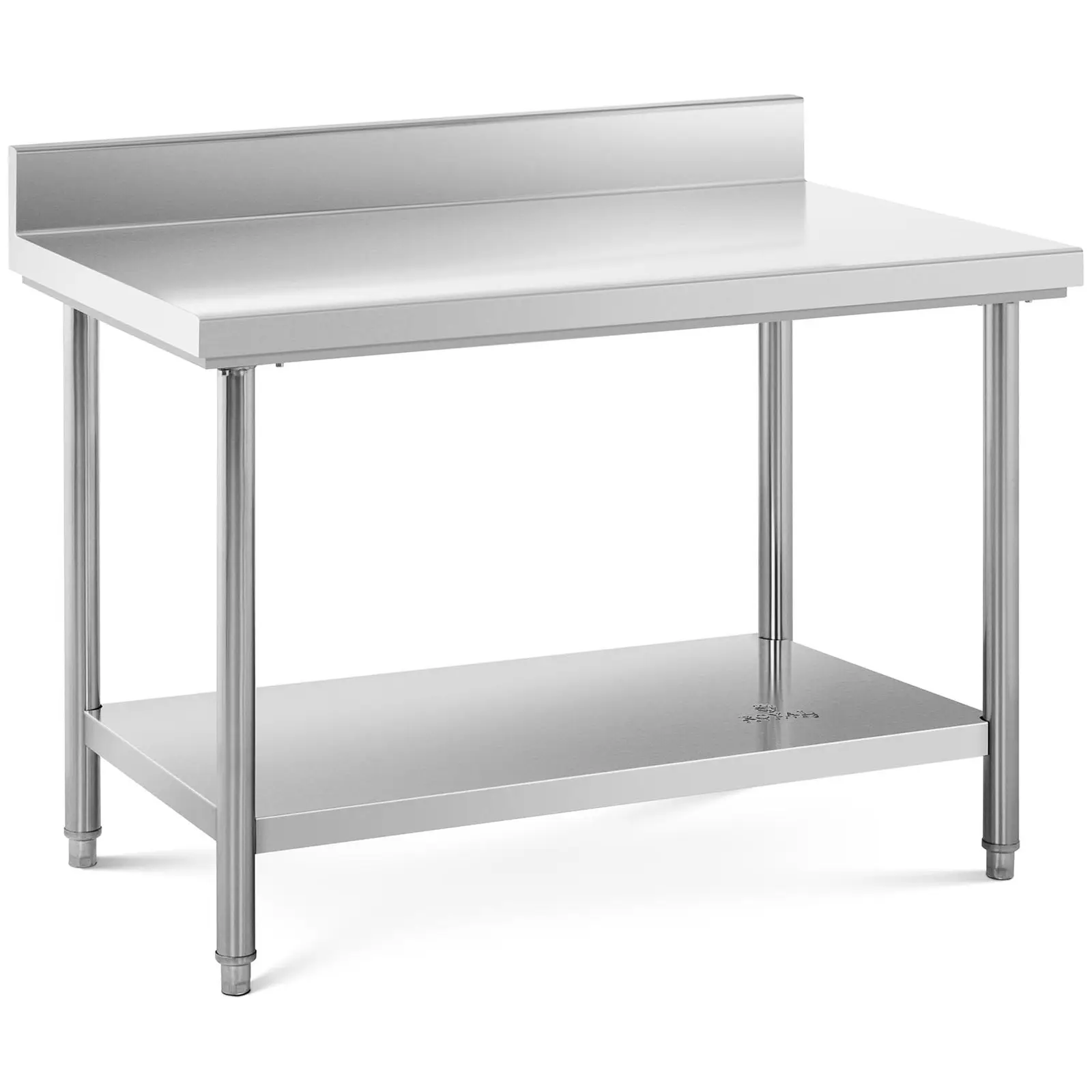 Pracovný stôl z nehrdzavejúcej ocele - 120 x 70 cm - lem - nosnosť 143 kg
