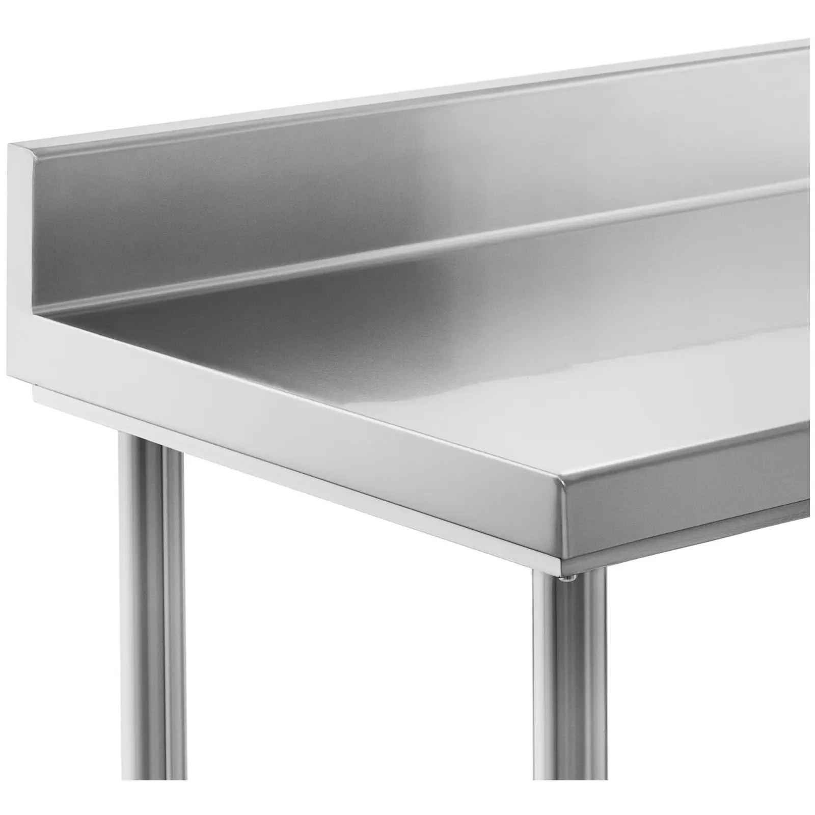 Pracovný stôl z nehrdzavejúcej ocele - 120 x 70 cm - lem - nosnosť 143 kg