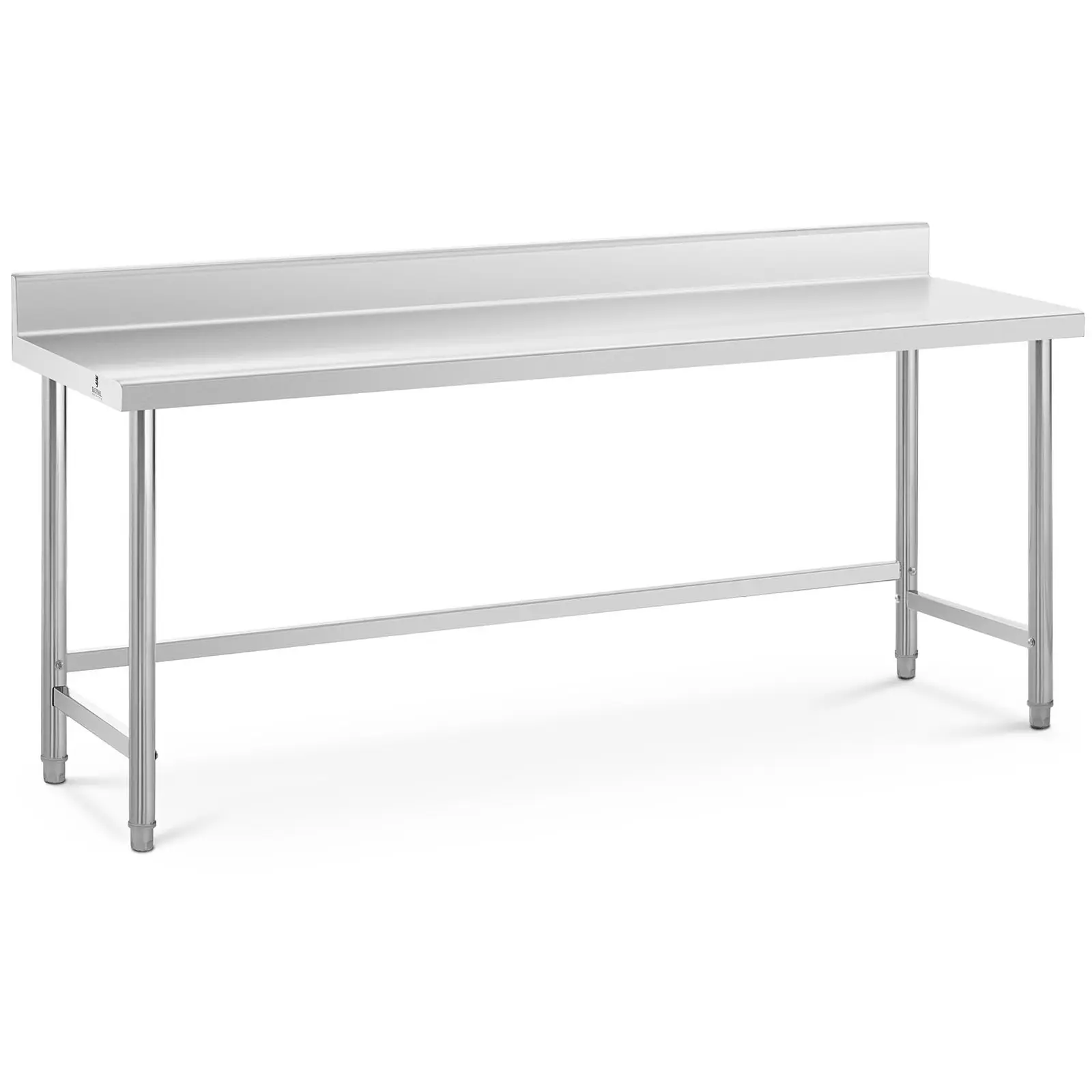 Pracovný stôl z nehrdzavejúcej ocele - 200 x 60 cm - lem - nosnosť 95 kg