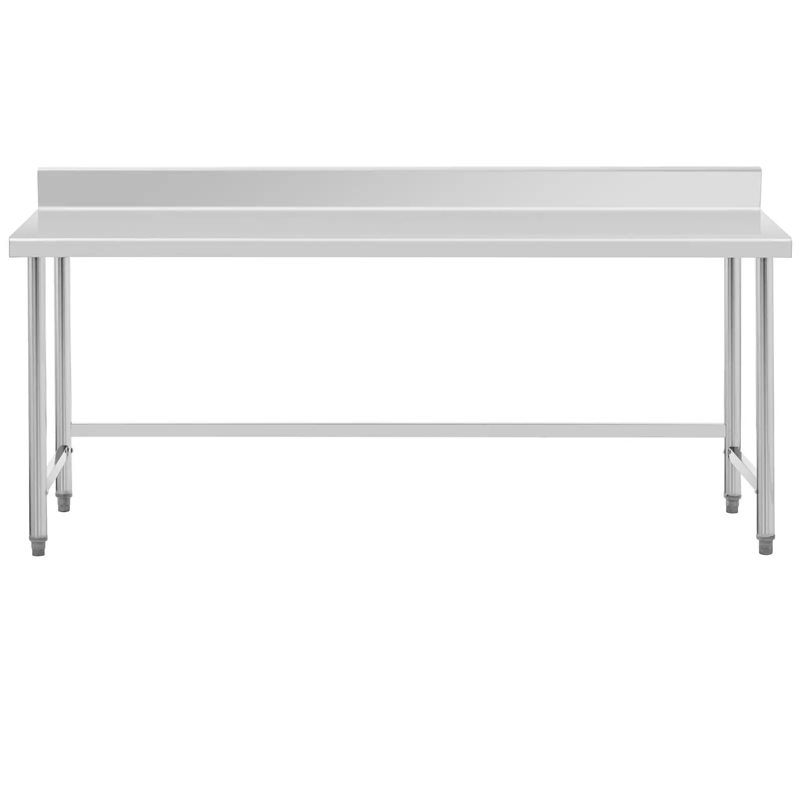 Pracovný stôl z nehrdzavejúcej ocele - 200 x 60 cm - lem - nosnosť 95 kg
