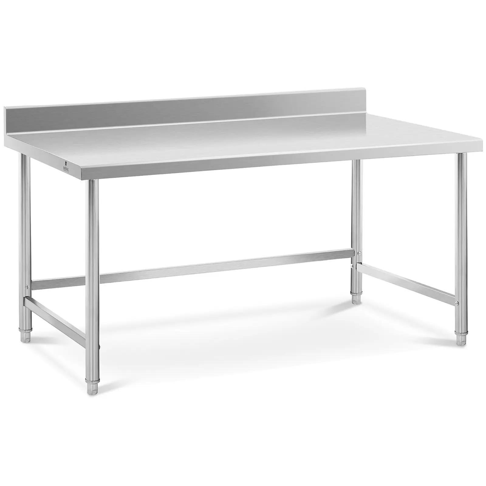 Pracovný stôl z nehrdzavejúcej ocele - 150 x 90 cm - lem - nosnosť 95 kg