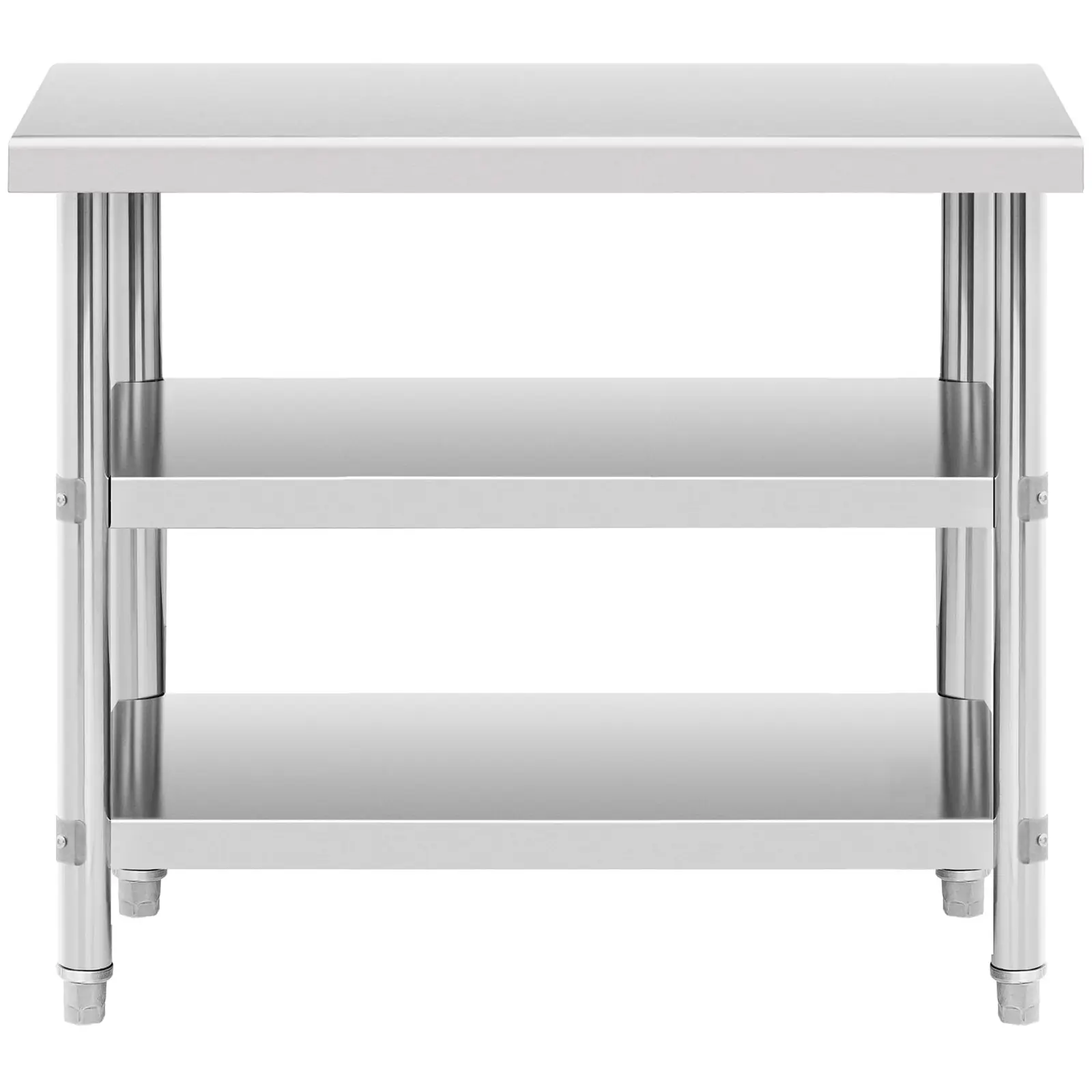 Pracovný stôl z nehrdzavejúcej ocele - 100 x 60 x 5 cm - 185 kg - 2 police 