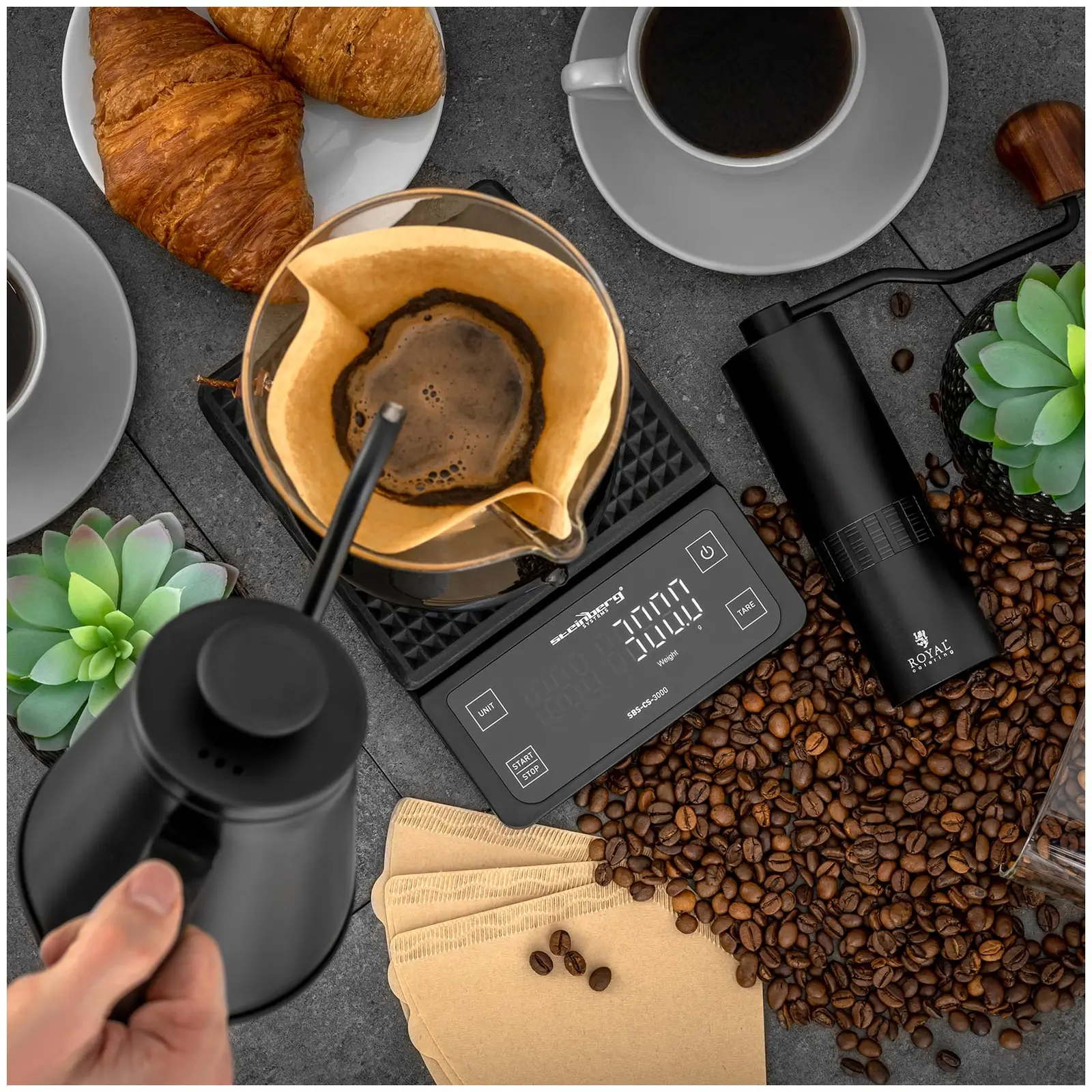 Váha na kávu – 3 kg / 0,1 g – 15 x 15 cm – LCD