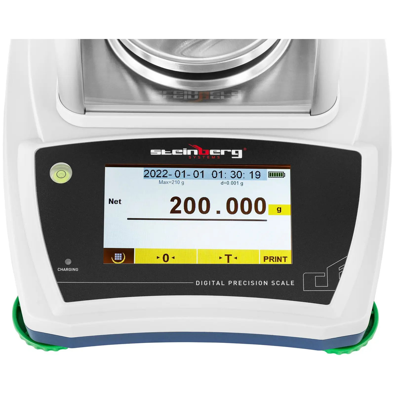 Presná váha - 200 g / 0,001 g - Ø 98 mm - dotykový LCD - sklenený kryt proti prúdeniu vzduchu