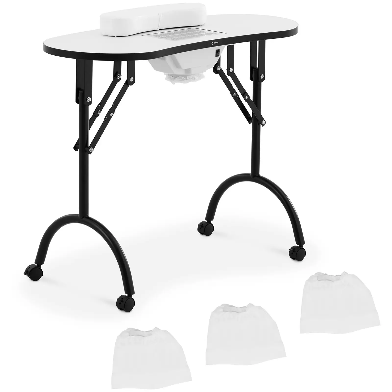 Nabíjací stôl skladací - biely - 4 kolesá - sacie