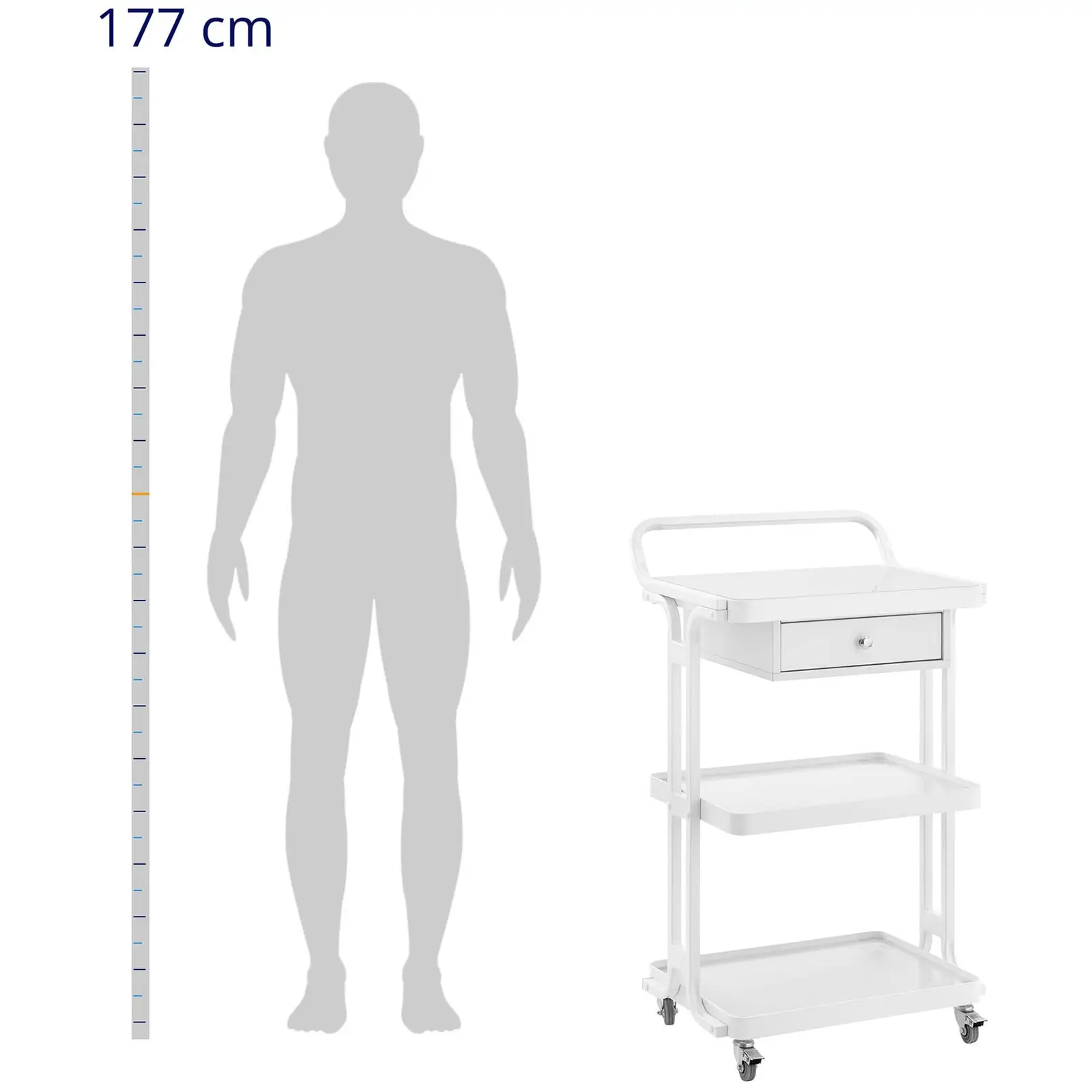 Kozmetický vozík – 1 zásuvka – 3 sklenené police – max. 65 kg