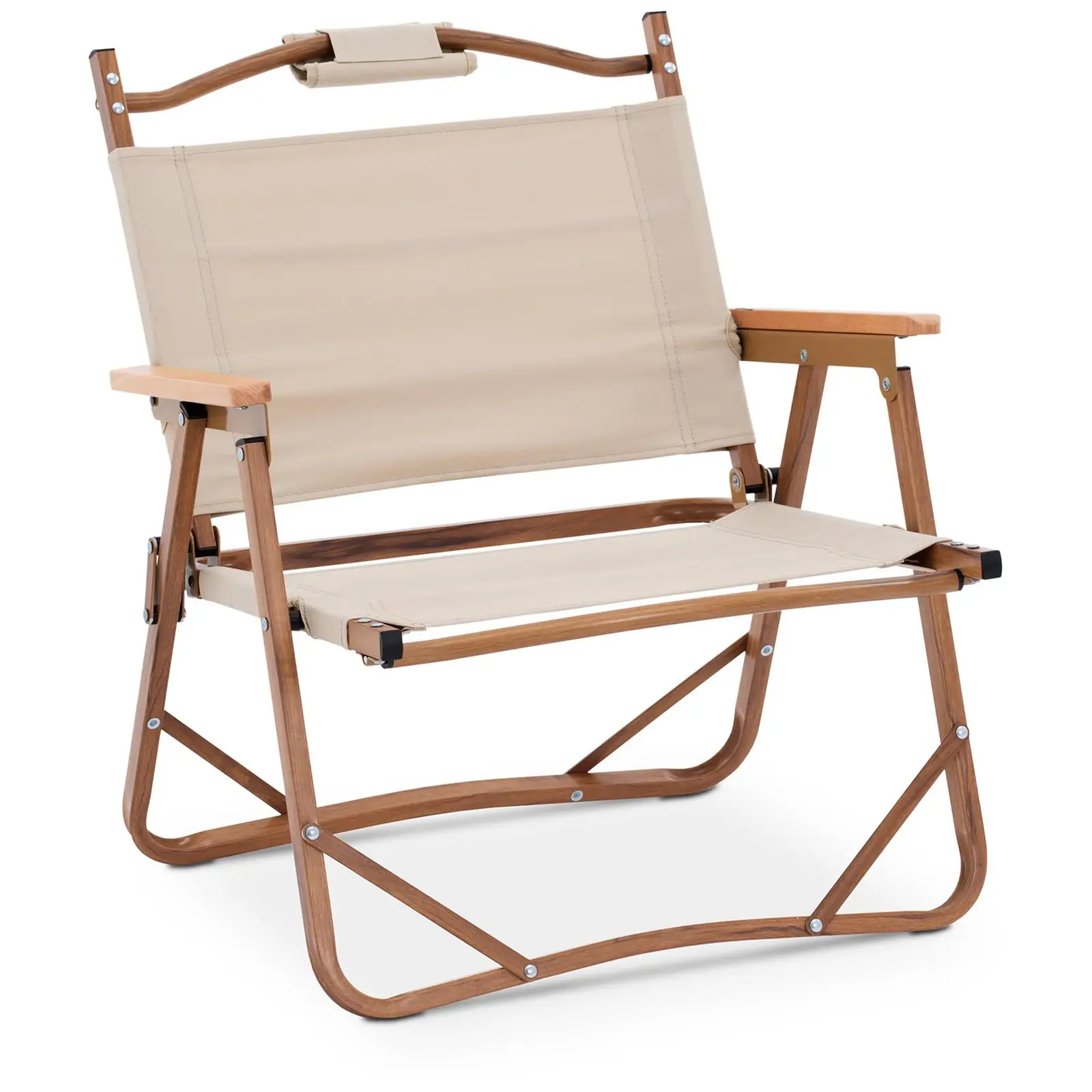 Kempingová stolička – s opierkami na ruky – 120 kg – khaki