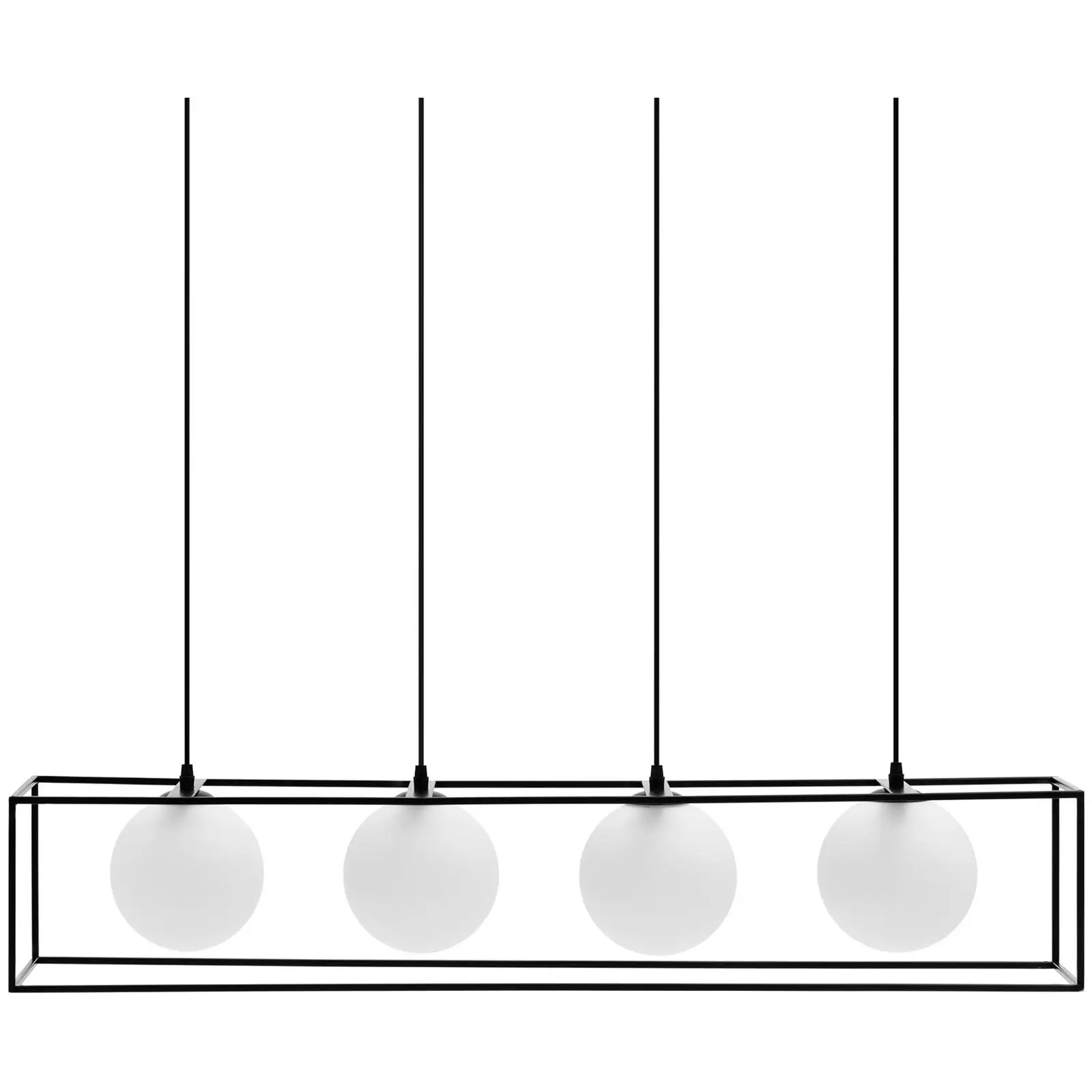 Závesné svietidlo - 4 žiarovky - sklenené gule v železnom ráme