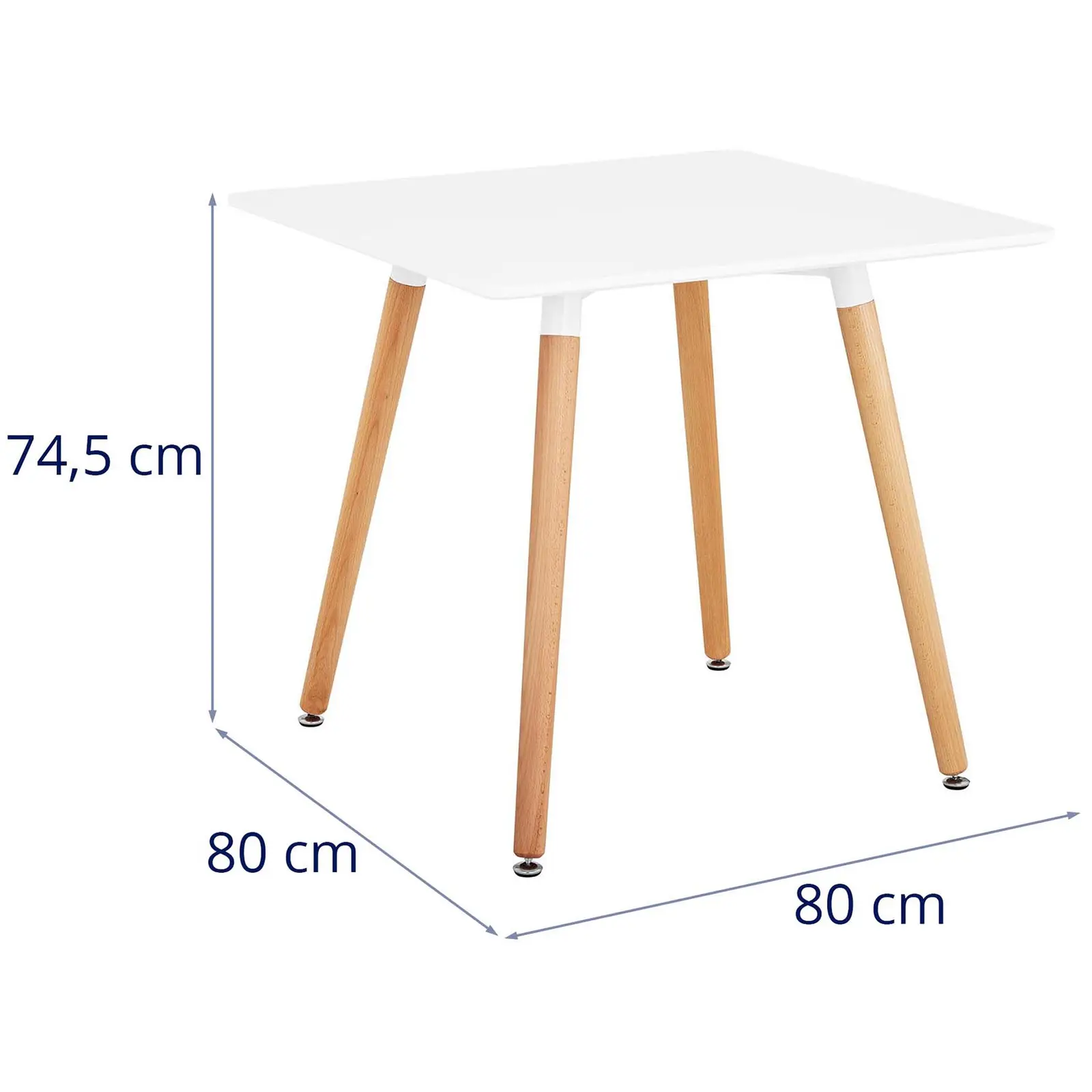 Stôl - štvorcový - 80 x 80 cm - biely farba