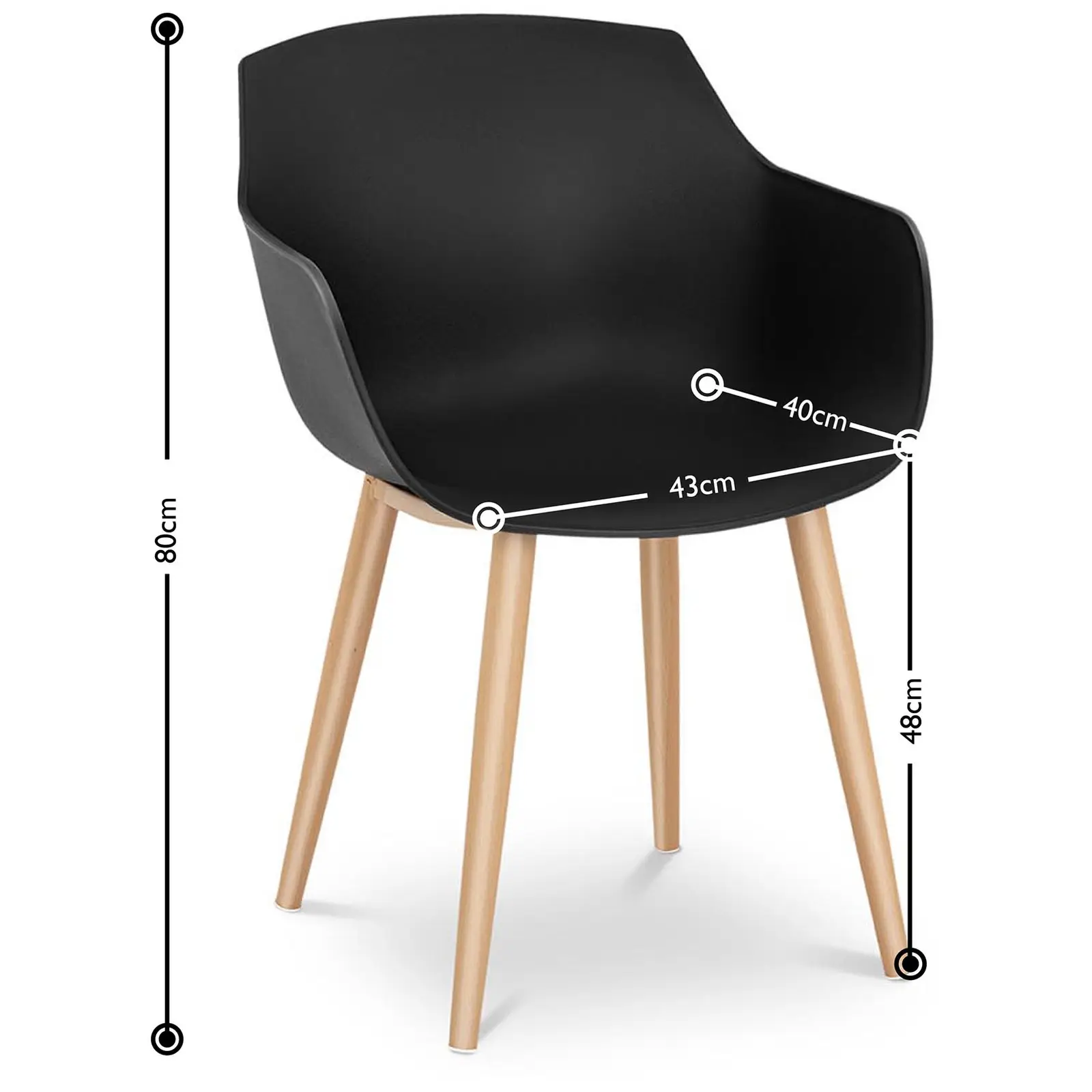 Stolička - sada 2 ks - do 150 kg - sedadlo 43 x 40 cm - čierna