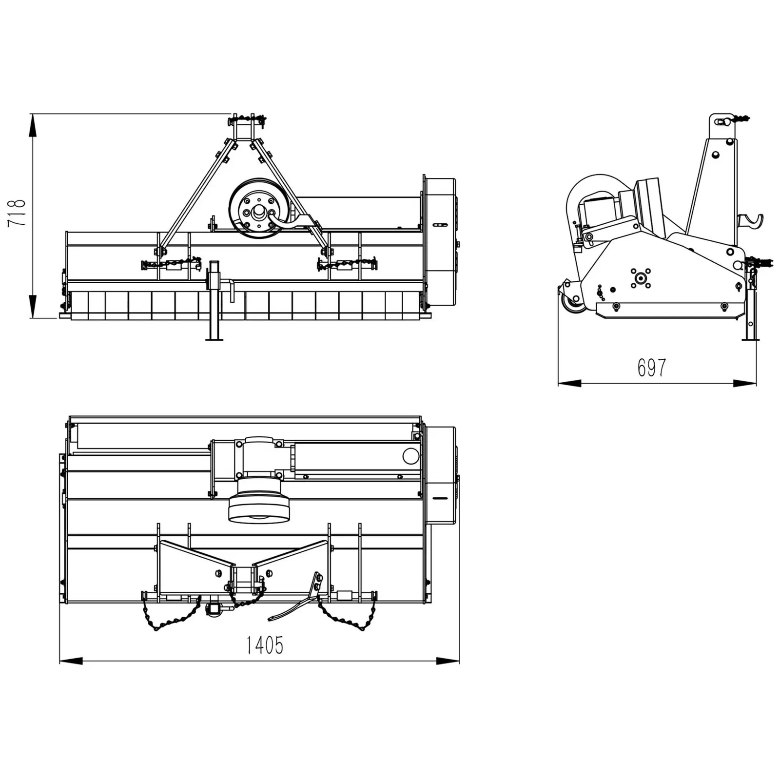 Kladivkový mulčovač – pracovná šírka 1250 mm – 3-bodový záves (kat. i)