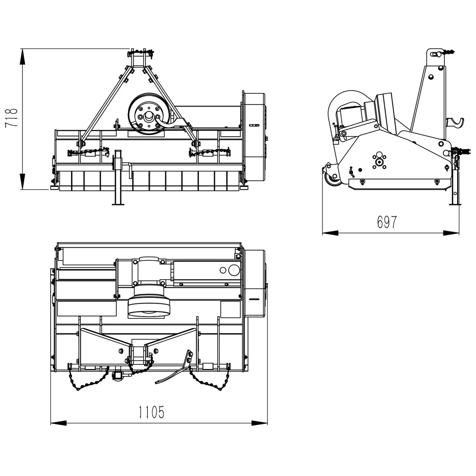 Kladivkový mulčovač – pracovná šírka 950 mm – 3-bodový záves (kat. i)